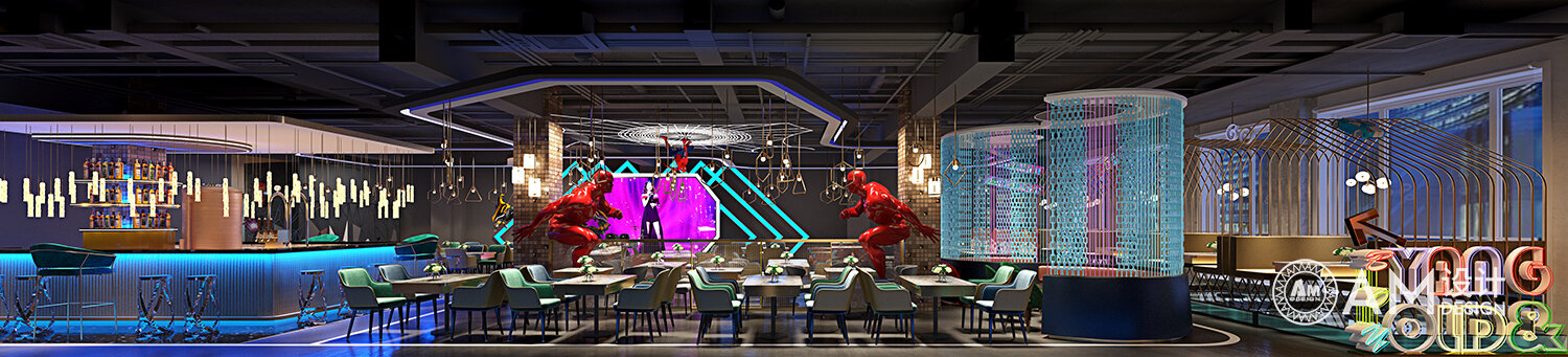 AM | Young and old boy music restaurant dining area design