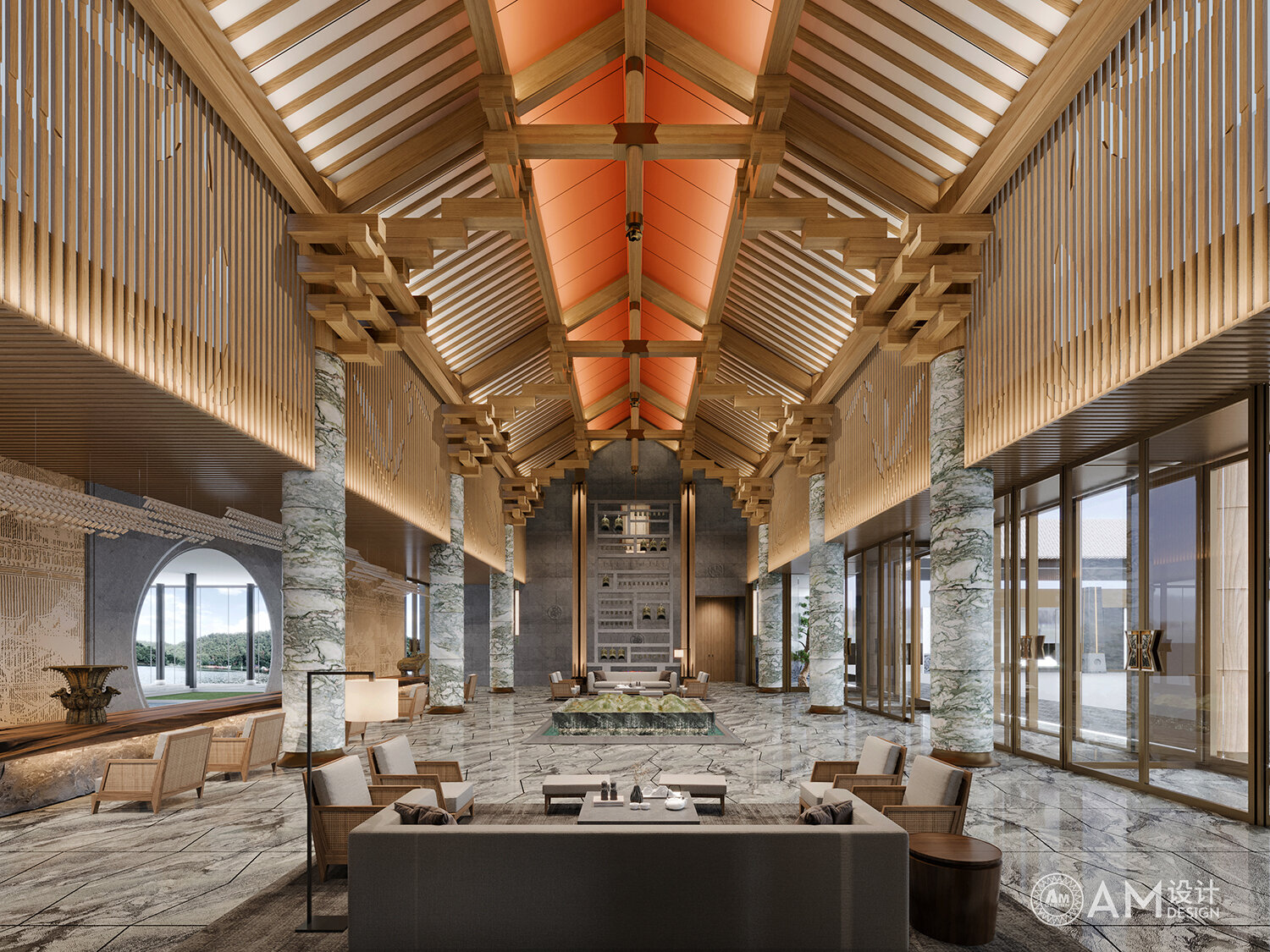 AM | Lobby design of Nanhu Resort Hotel in Shaanxi Province