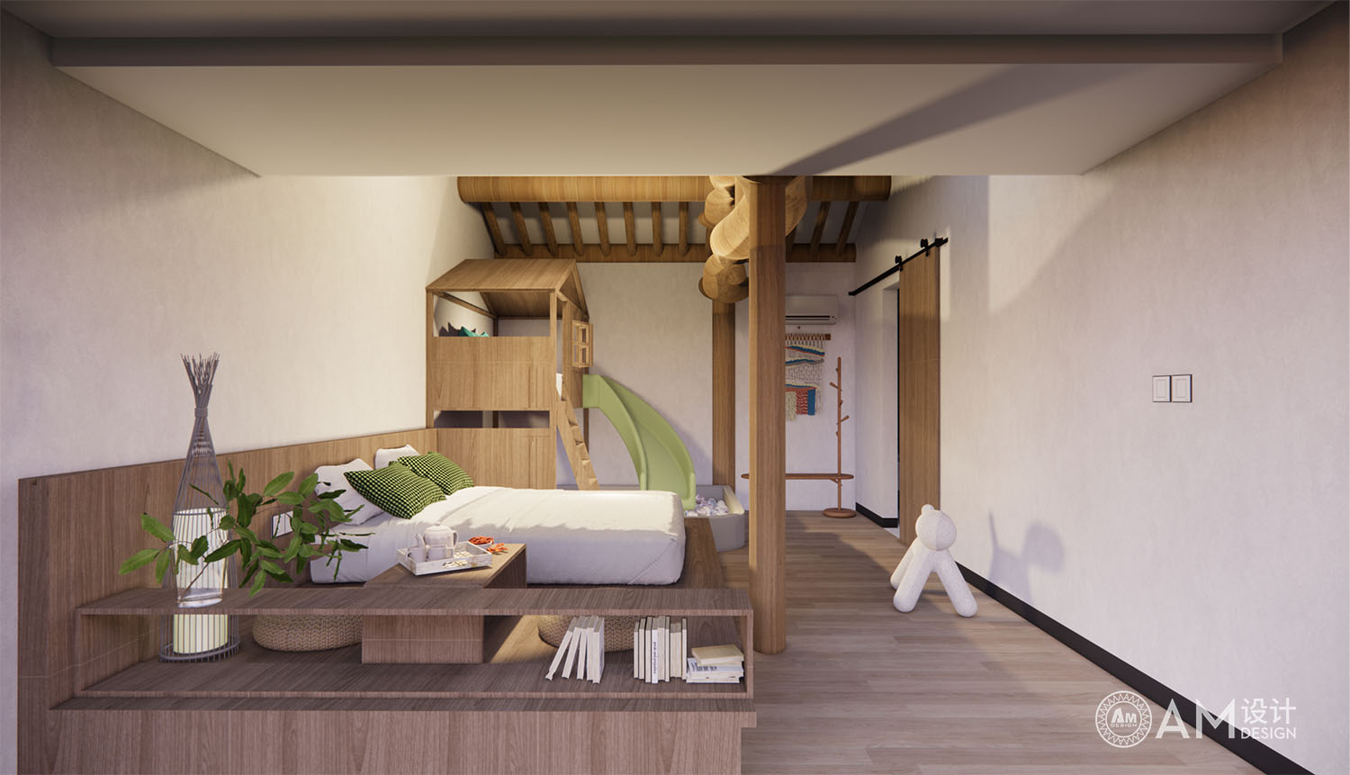 AM | Design of parent child guest room in Beijing Hetian courtyard