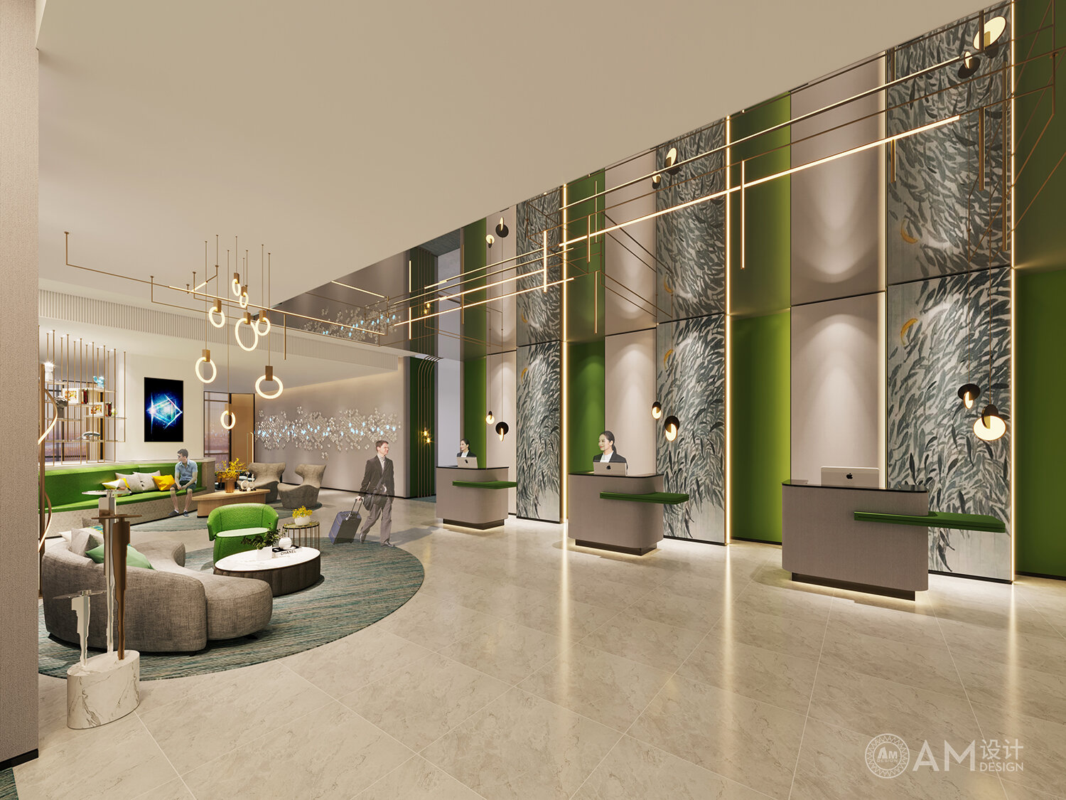 AM DESIGN | Front desk design of Jianguo Hotel in Weinan, Shaanxi