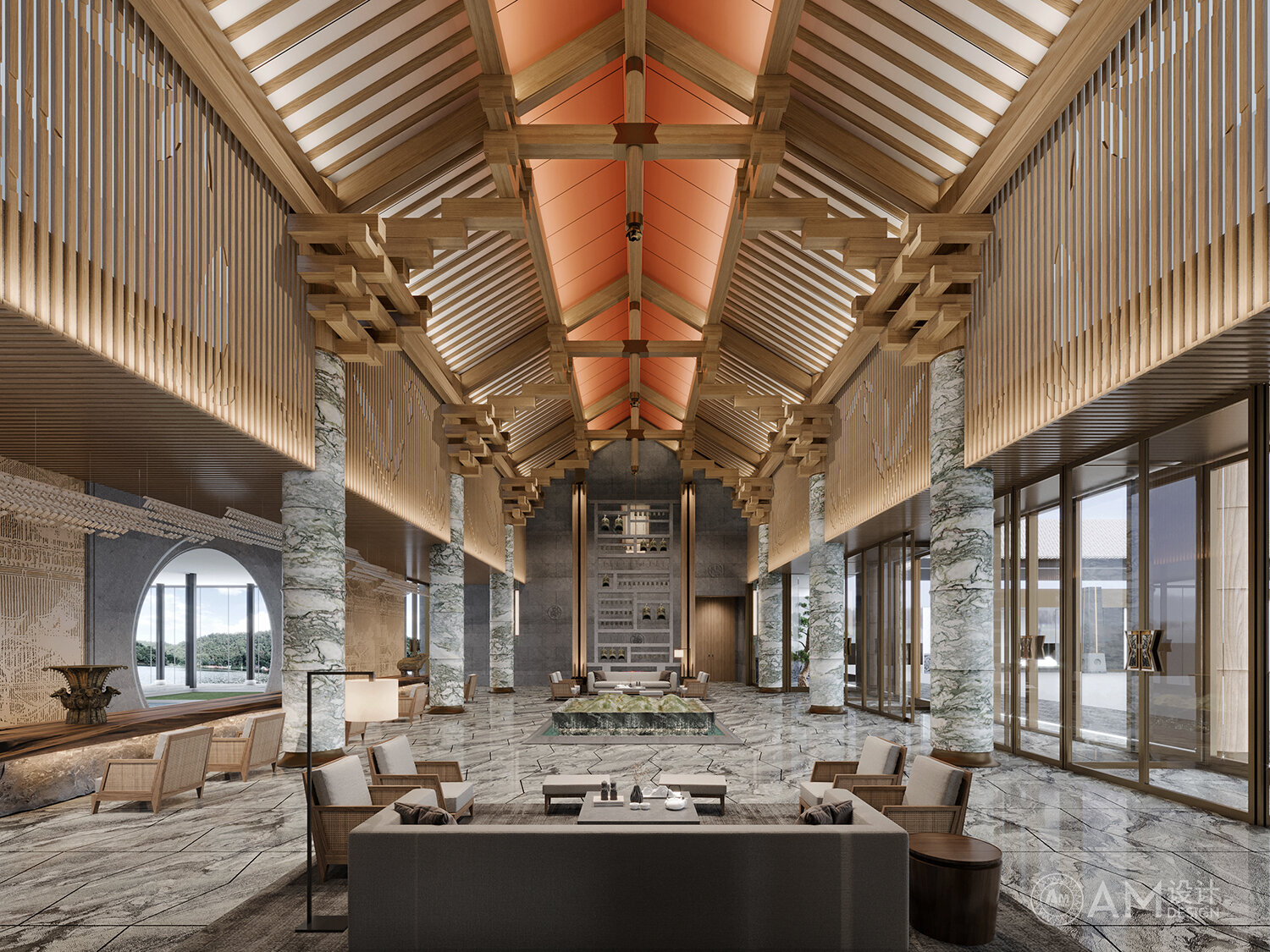 AM DESIGN | lobby design of Hanzhong South Lake Resort Hotel