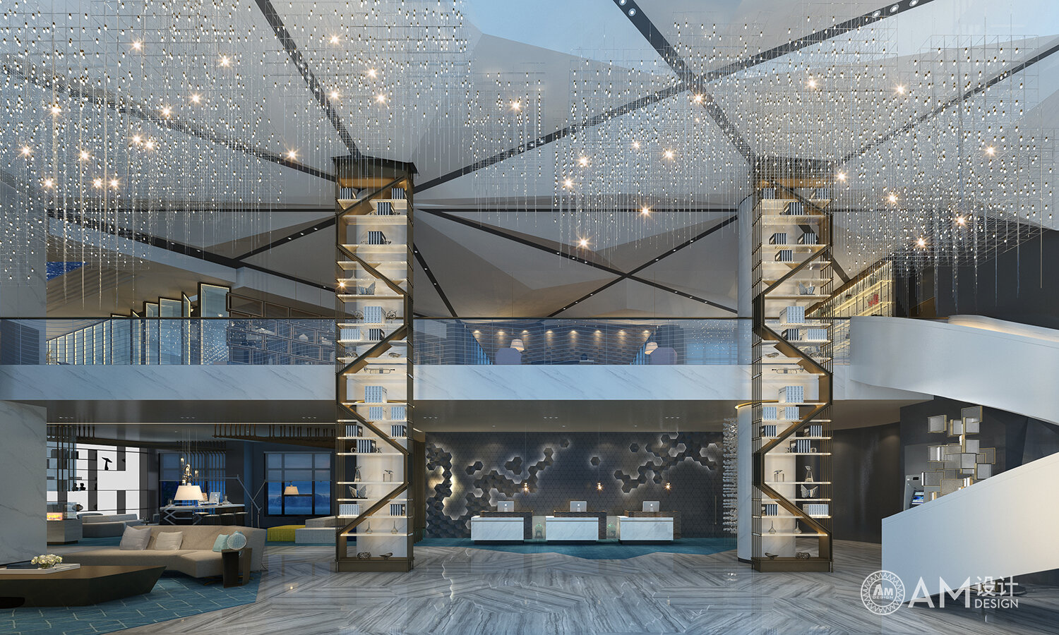 AM DESIGN | Lobby design of Xi'an Jinpan Business Hotel