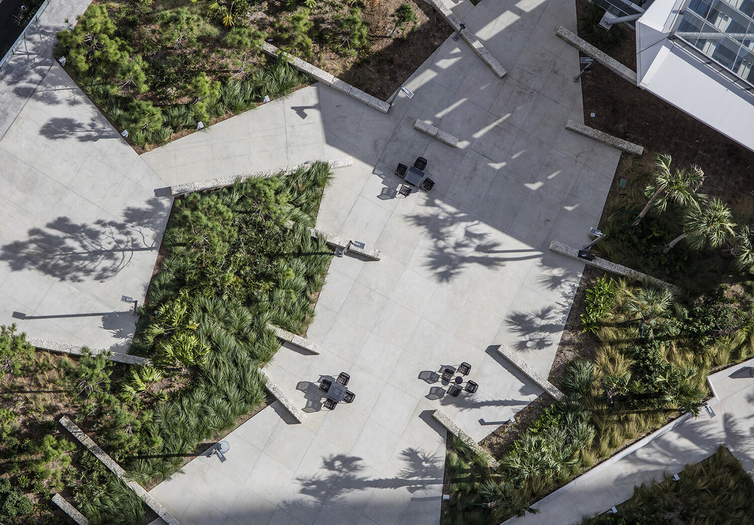 A top view of the landscape design of the central square