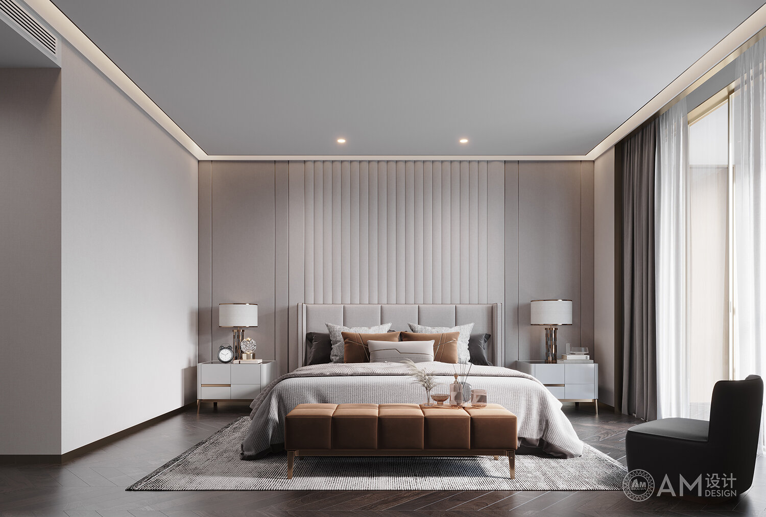 AM DESIGN | Master bedroom design of Shangluo Mansion, Shaanxi