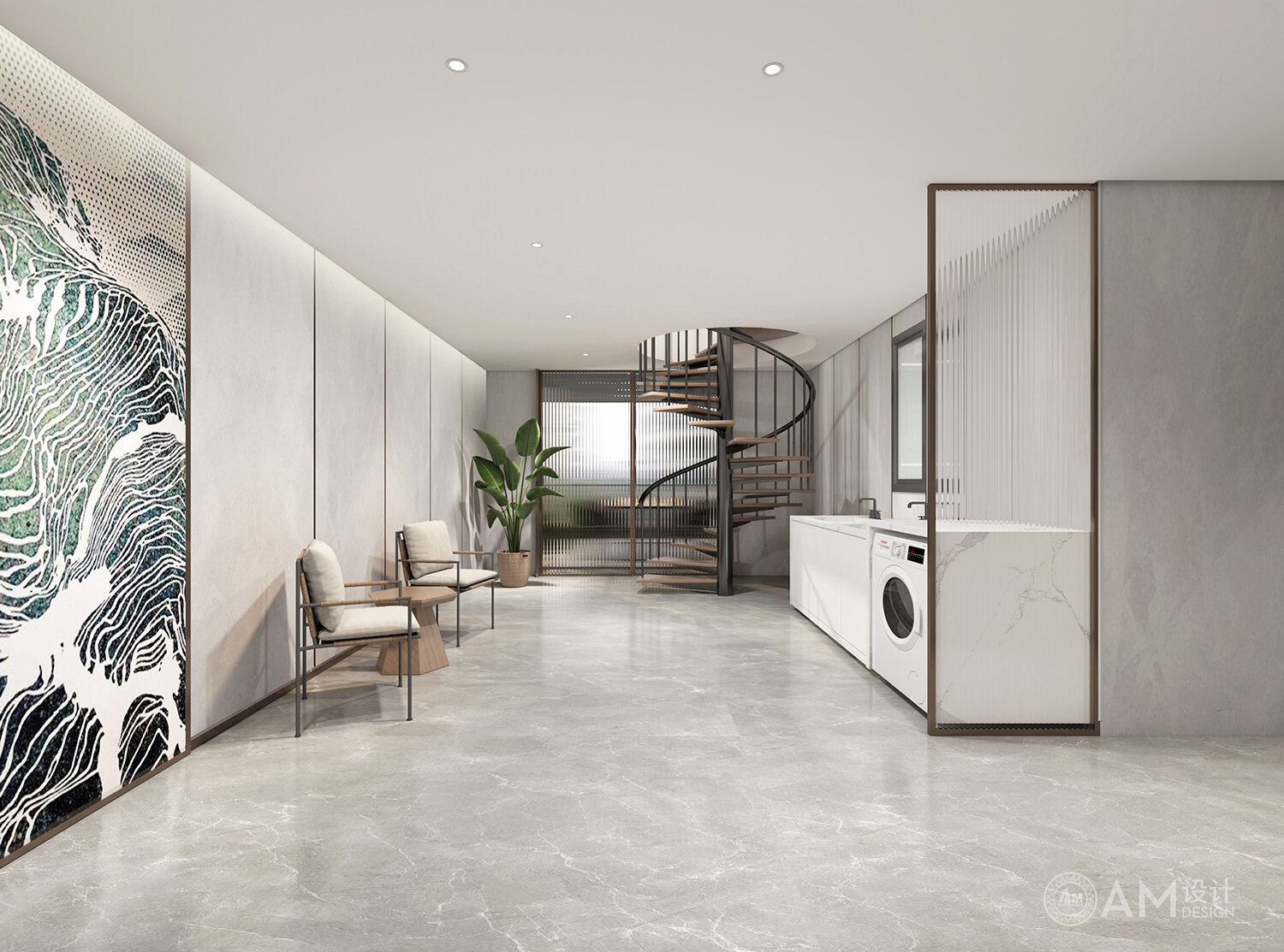 AM DESIGN | Shaanxi Shangluo Mansion Laundry Room & Staircase Design