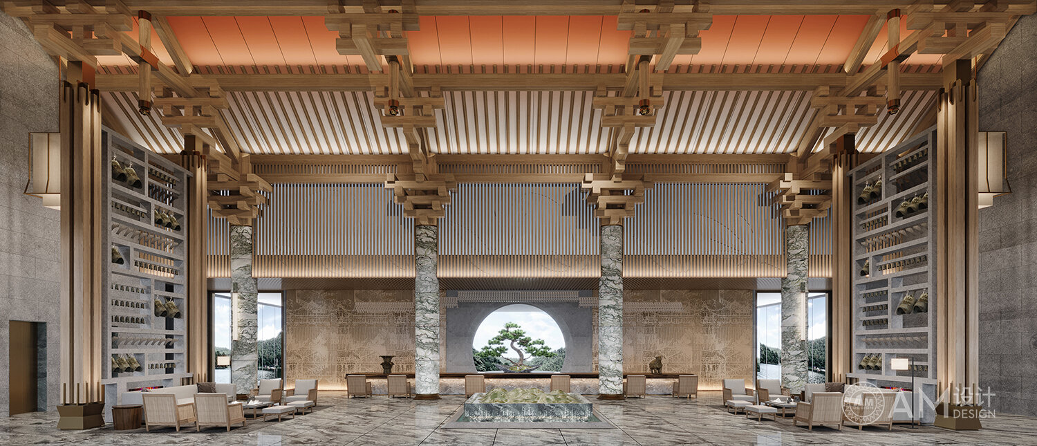 AM DESIGN | Lobby design of South Lake Holiday Hotel in Hanzhong, Shaanxi
